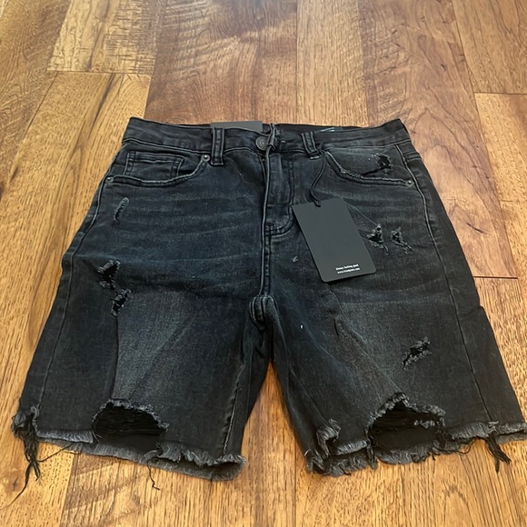 Risen Jeans Pants - NWT Risen Woman’s Black High Waist Distressed Long Shorts Size S